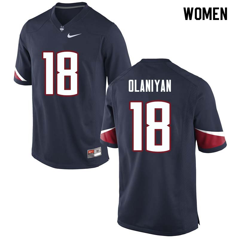 Women #18 Abiola Olaniyan Uconn Huskies College Football Jerseys Sale-Navy